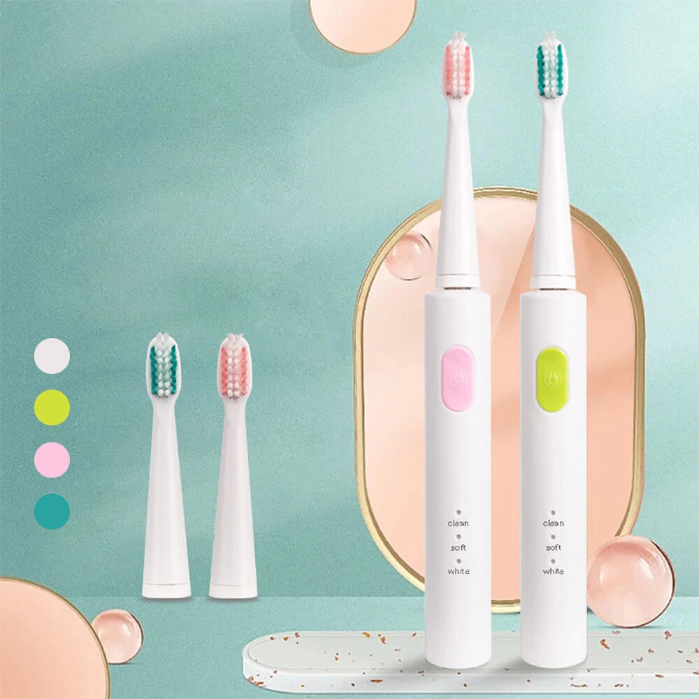(image for) BORUI IPX7 3 Mode Battery Operated Electric Toothbrush with 3 Brush Heads Oral Hygiene Health Products
